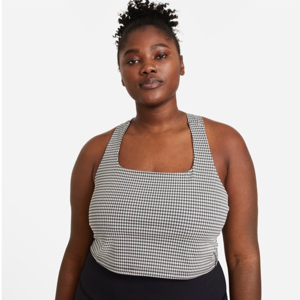 NIKE Yoga Women's Cropped Gingham Tank In Sail black